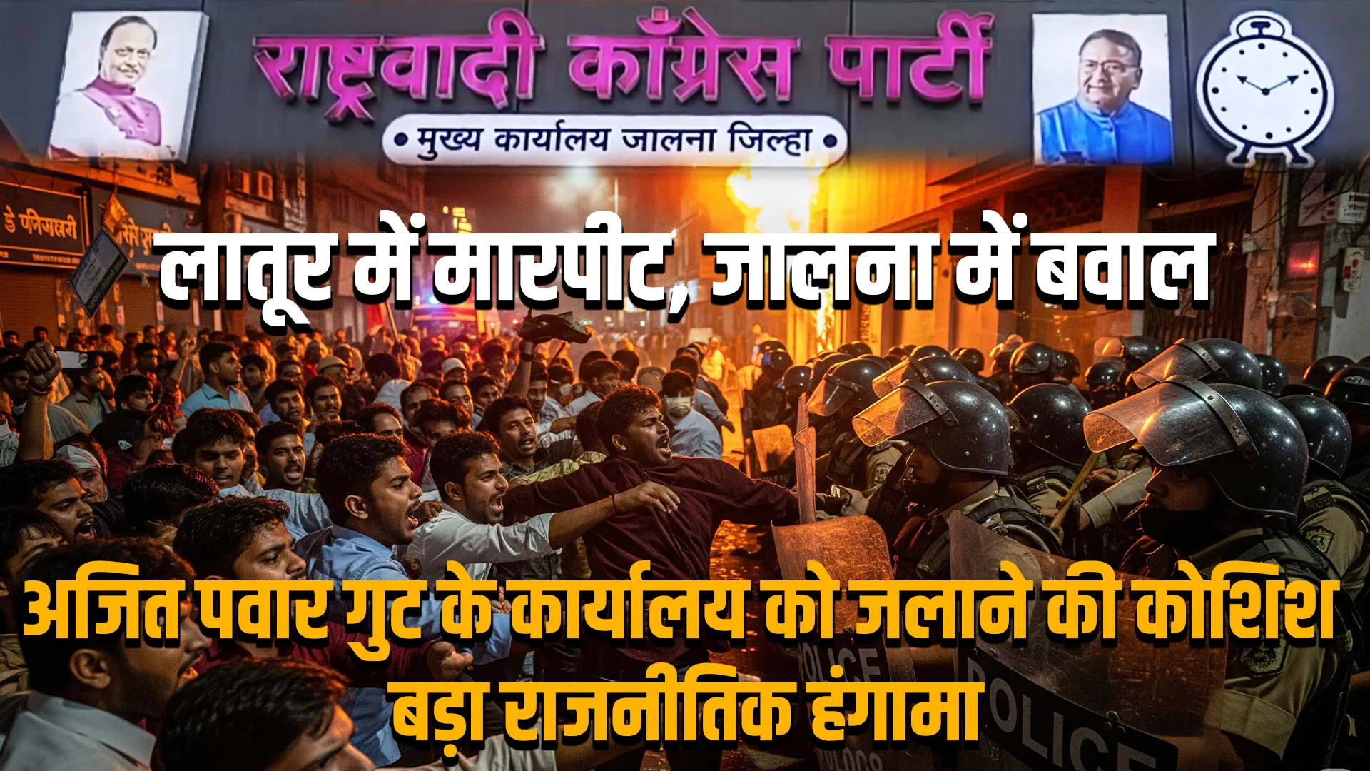 latur attackjalna ajitpawar office fire attempt